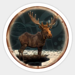 Geometric Moose Alaskan Wildlife Art Sticker